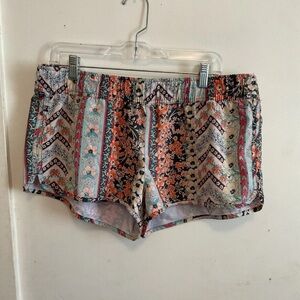 O'Neill Floral Chevron Swim Coverup Shorts in Coral, Teal & Navy
